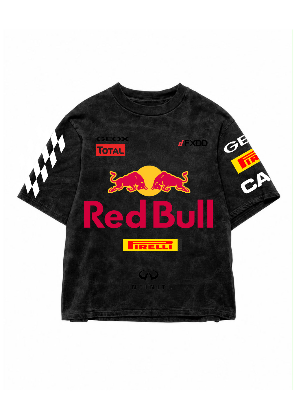 Red Bull Infiniti Designed Oversized Acid Wash T-shirt