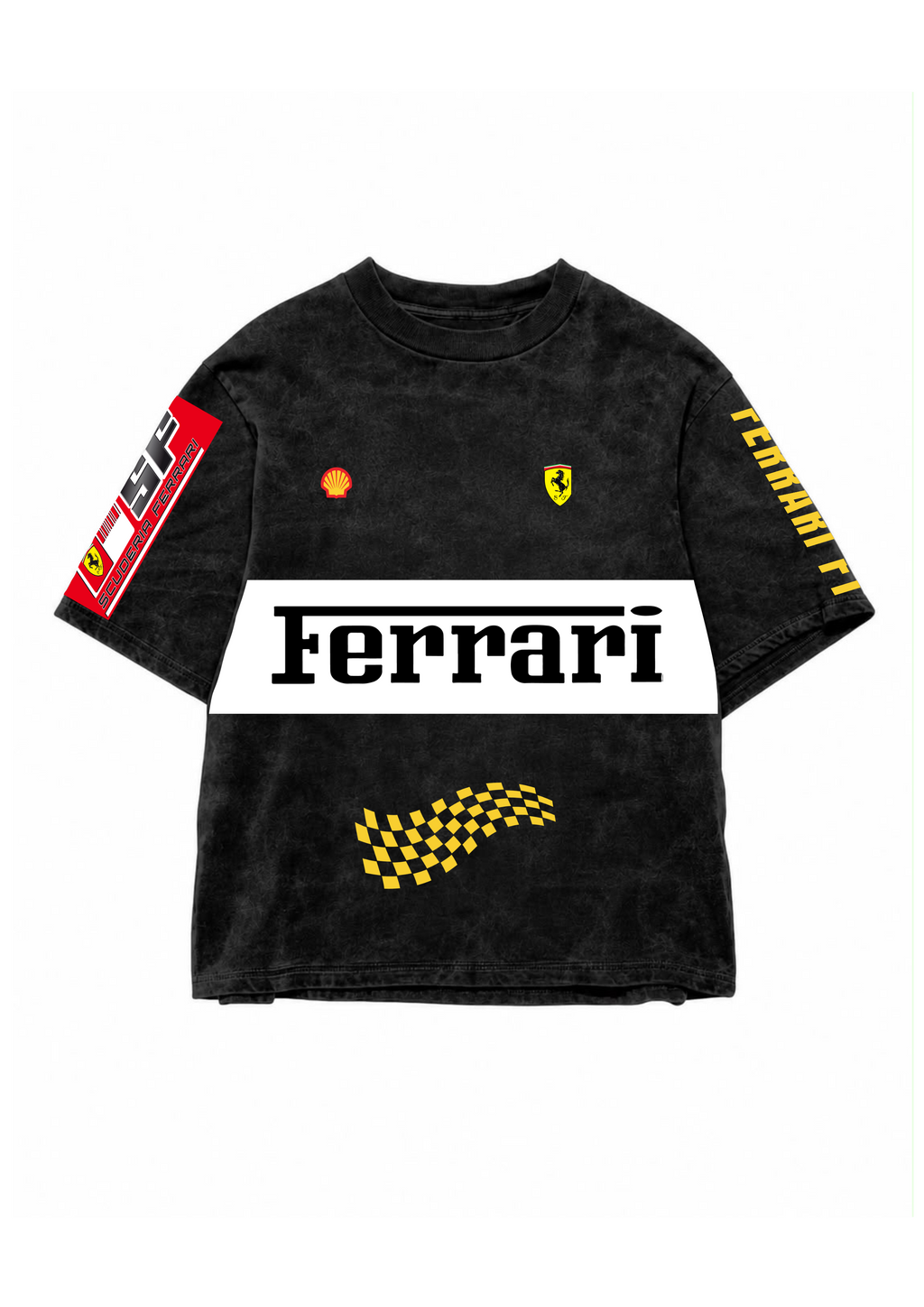 Ferrari Designed Oversized Acid Wash T-shirt