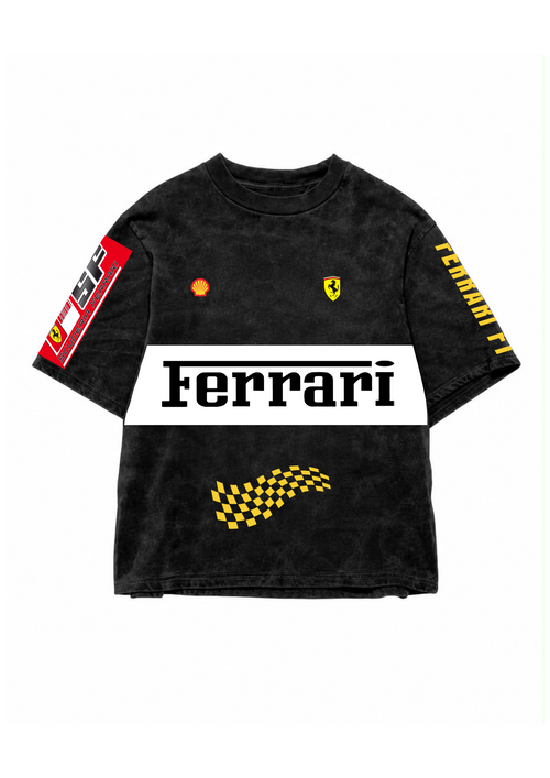 Ferrari Designed Oversized Acid Wash T-shirt