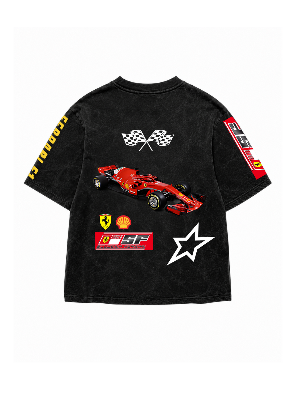 Ferrari Designed Oversized Acid Wash T-shirt
